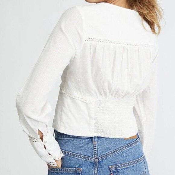 FREE PEOPLE Joi Eyelet Cropped Blouse White - Picture 9 of 9